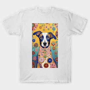 Gustav Klimt's Chromatic Canine Joy: Colorful Dog Illustration T-Shirt